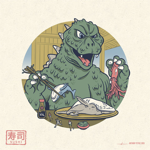 Strange Beast "Sushi" 7" x 7" Mini Screen-Print