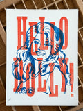 "Hello Dolly!" [Orange + Blue] 9" x 12" Letterpress Print
