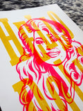 "Hello Dolly!" [Pink + Yellow + White] 9" x 12" Letterpress Print
