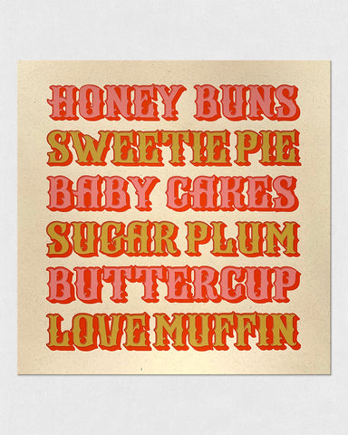 TEXTPERIMENTS - Honey Buns • 12" x 12" Mini Screen-Print